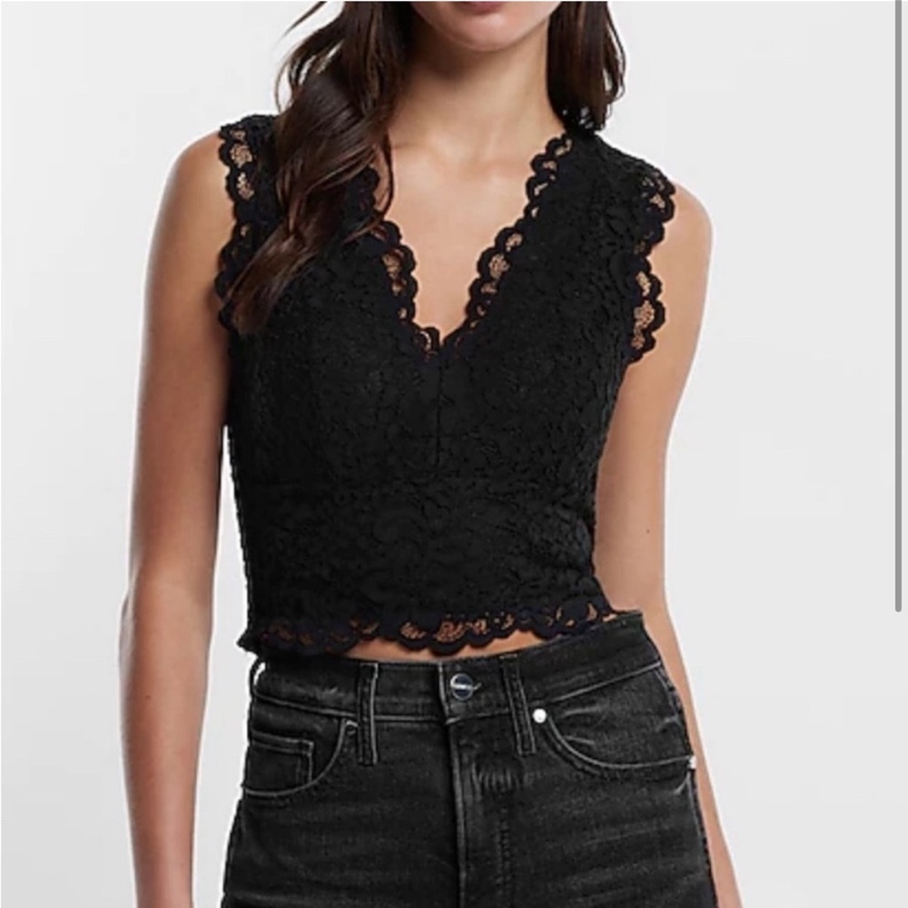 Black Lace Sleeveless Top